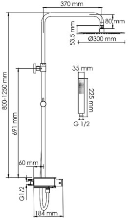 Душевая система WasserKRAFT A114.160.218.CB Thermo с термостатом Черная матовая 