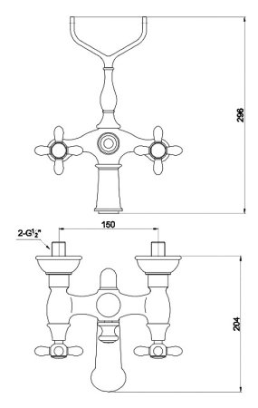Смеситель Timo Ritz 0144Y Antique для ванны с душем 