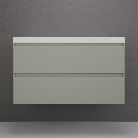 Тумба подвесная Style Line "Манхэттен 100" ЭМАЛЬ под ASTI 100 2 ящика PLUS олива 