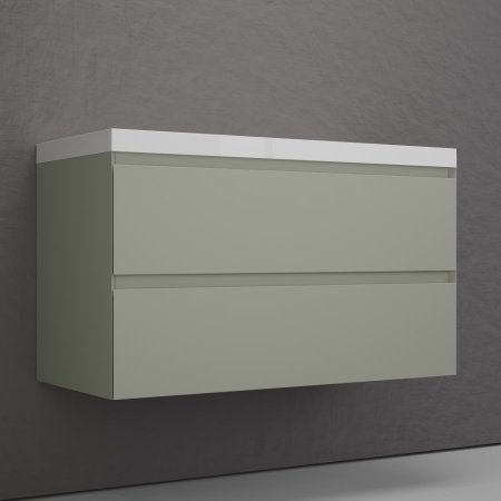 Тумба подвесная Style Line "Манхэттен 100" ЭМАЛЬ под ASTI 100 2 ящика PLUS олива 