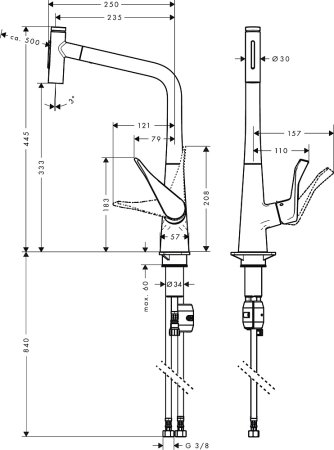Смеситель Hansgrohe Metris Select M71 73820000 для кухонной мойки, хром 