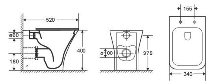 Унитаз приставной CeramaLux 215D 