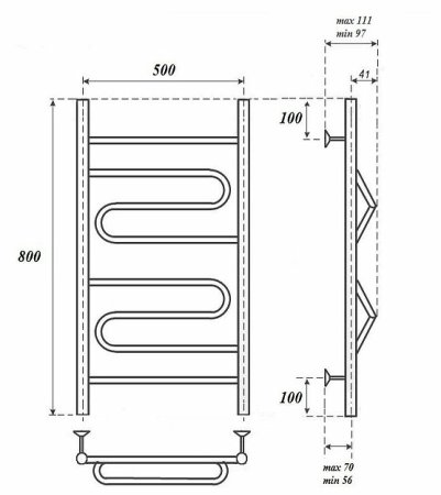 Электрический полотенцесушитель Point Юпитер PN01158E П4 500x800 левый/правый Хром 