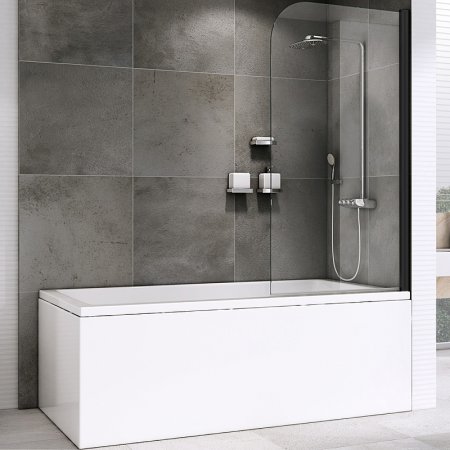 Шторка на ванну Abber Ewiges Wasser 80х140 AG52080B профиль Черный стекло прозрачное 