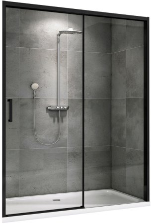 Душевая дверь Abber Komfort 150 AG93150B профиль Черный стекло прозрачное 