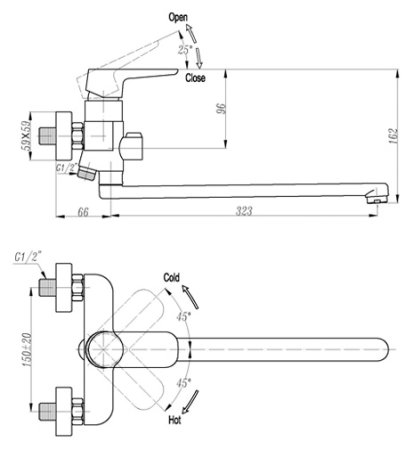 Смеситель Triton Лион 15107A-D90 универсальный 