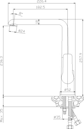 Смеситель для кухни Rossinka W35-23 Белый хром 