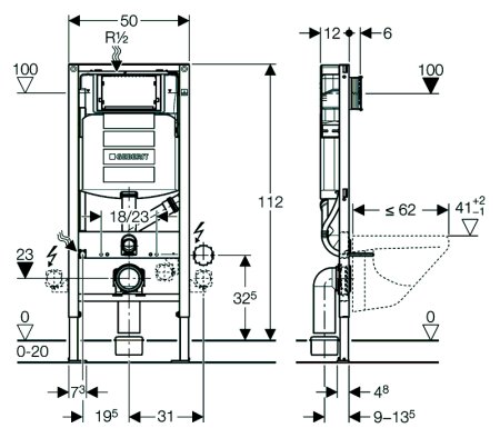 Система инсталляции для унитазов Geberit DuoFresh 111.370.00.5 с системой удаления запахов 