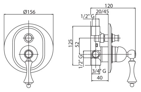 Смеситель Cezares Margot MARGOT-VDIM-02-Bi для ванны с душем 