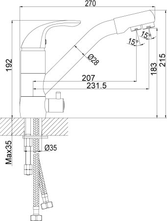 Смеситель для кухонной мойки Rossinka Z40-24 