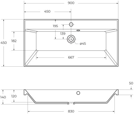 Раковина из искусственного камня BelBagno BB900/450-LV-ART-AST-NERO 