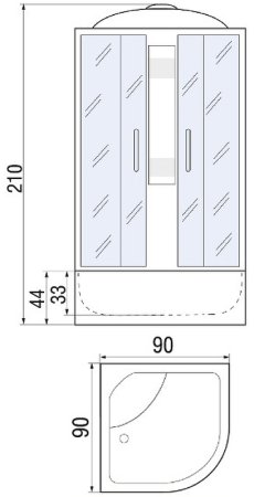 Душевая кабина River Nara Light 90х90 MT 10000003575 с поддоном 
