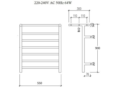 Полотенцесушитель электрический Zorg ZR 012 ZR 444 бронза 