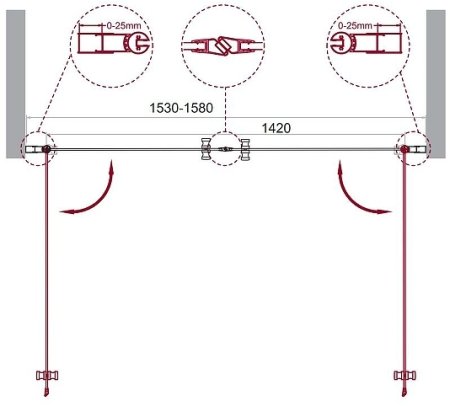 Душевая дверь BelBagno Etna 160 ETNA-B-2-160-C-Cr профиль Хром стекло прозрачное 