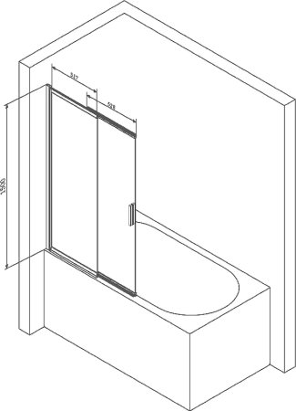 Шторка на ванну AM.PM Like W80S-100PS-150MT 100x150 профиль Хром матовый стекло прозрачное 