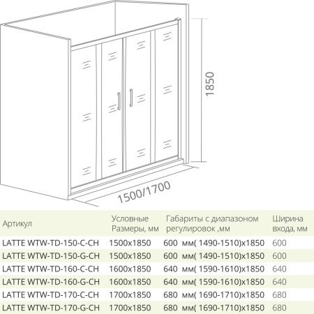 Душевая дверь в нишу Good Door Latte WTW-TD-150-C-WE 