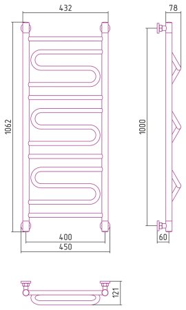 Полотенцесушитель водяной Сунержа Элегия+ 100x40 