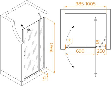 Душевая дверь RGW LE-004Gr 1000 