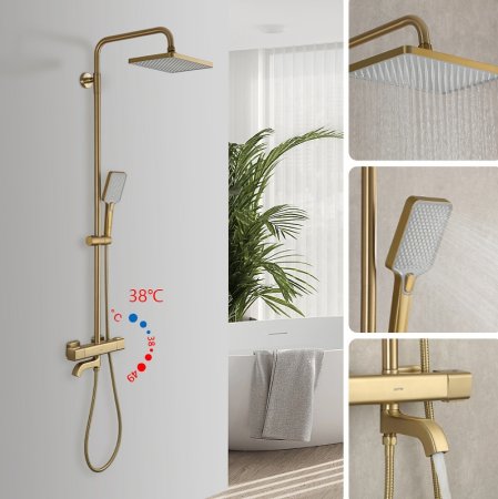 Душевая система Gappo G91 G2491-3 с термостатом Золото 