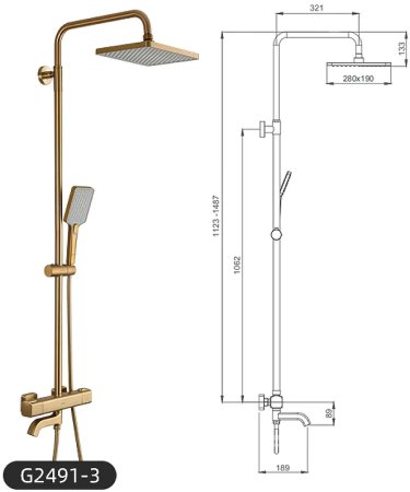 Душевая система Gappo G91 G2491-3 с термостатом Золото 