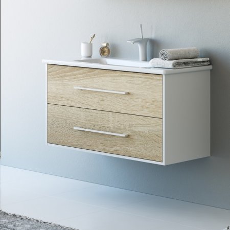 Тумба под раковину Aqwella 5 Stars Маями 60 Mai.01.06 подвесная Дуб сонома Белая 