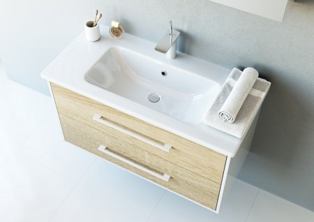 Тумба под раковину Aqwella 5 Stars Маями 60 Mai.01.06 подвесная Дуб сонома Белая 