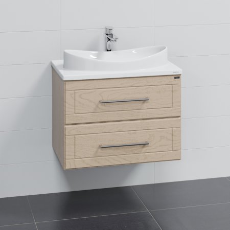 Тумба Санта Венера 70 подвесная бежевый дуб с умывальником Вега 70 