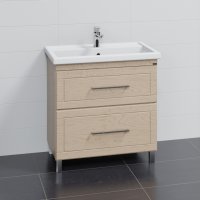 Тумба Санта Венера 80 напольная бежевый дуб с умывальником Фостер 80