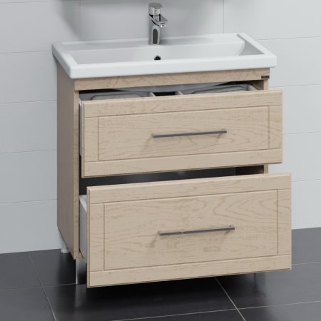 Тумба Санта Венера 80 напольная бежевый дуб с умывальником Фостер 80 