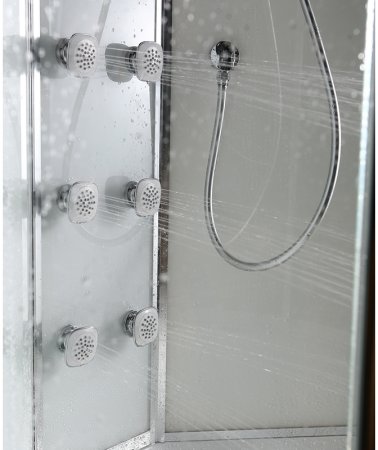 Душевая кабина Black&White Galaxy 90х90 5503900 с гидромассажем профиль Серебристый хром задняя стенка Белая 