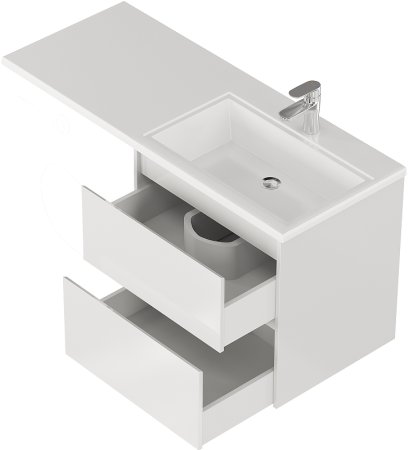 Тумба с раковиной Creto Cafor 130 R 19-W130R подвесная Белый глянец 