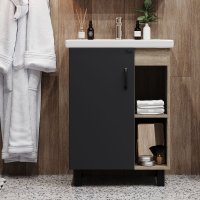 Тумба с раковиной Onika Тимбер 60.01 белый матовый/дуб сонома