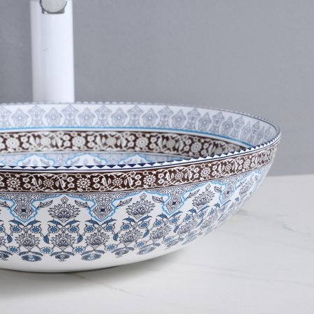 Раковина-чаша Bronze de Luxe Марракеш 40 1008 Белый глянец с декором 