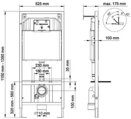 Инсталляция Berges Novum D5 040235 для унитаза с Черной клавишей смыва 