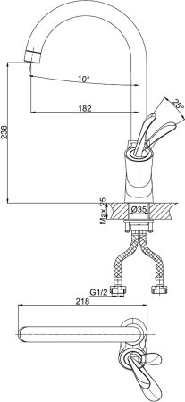 Смеситель D&K Baciano DA1032441 для кухонной мойки 