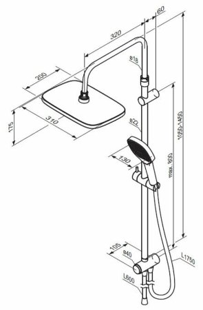 Душевая система Damixa Merkur 940000300 Черная матовая 