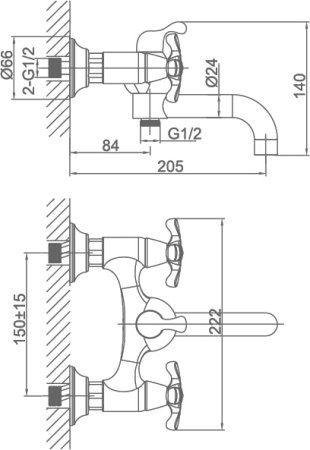 Смеситель D&K Lorsch Hessen DA1413201 для ванны с душем 