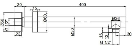Кронштейн для верхнего душа Paini 50CR745T640BI Хром глянцевый 