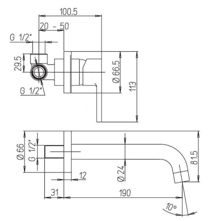 Смеситель для раковины со стены Paini ARENA 92YO208LMKM чёрный 