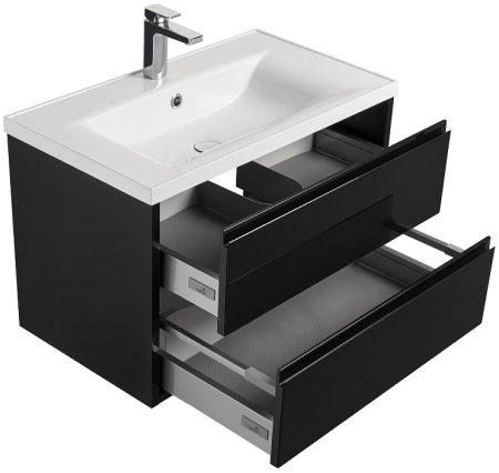 Тумба под раковину Aquaton Римини 80 1A226701RN950 подвесная Черный глянец 