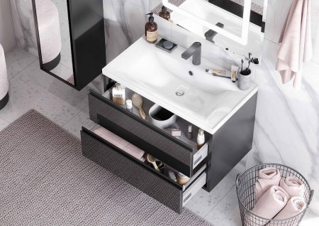 Тумба под раковину Aquaton Римини 80 1A226701RN950 подвесная Черный глянец 