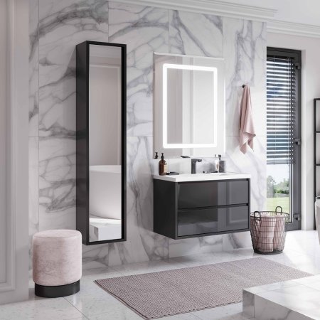 Тумба под раковину Aquaton Римини 80 1A226701RN950 подвесная Черный глянец 