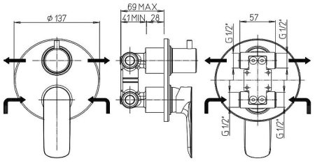Смеситель для душа Paini Nove 09CR6911 Хром 