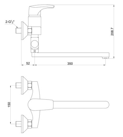 Смеситель Timo Uta 0095Y-L chrome для ванны с душем 