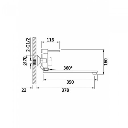 Cмеситель для ванны GANZER RUPERT GZ05041 CHROME 