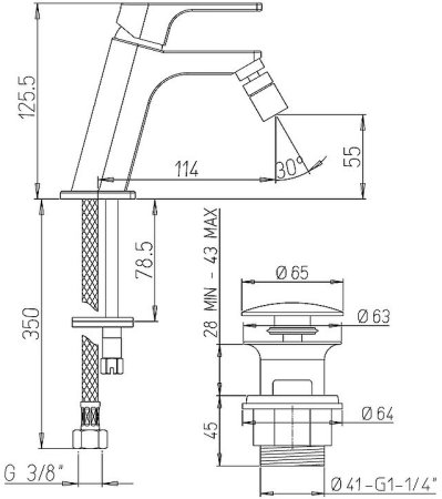 Смеситель для биде Paini Atacama WWCR306SR Хром 