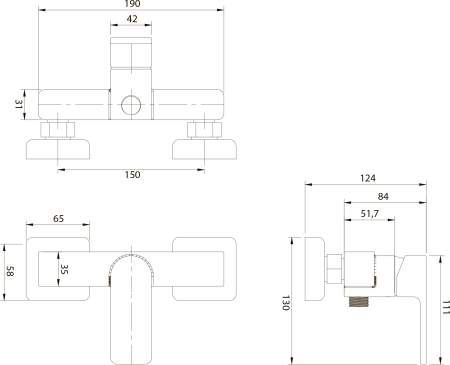 Смеситель для душа Omnires Baretti BA7840BL чёрный 