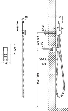 Гигиенический душ Timo Briana 7189/03SM со смесителем, черный 