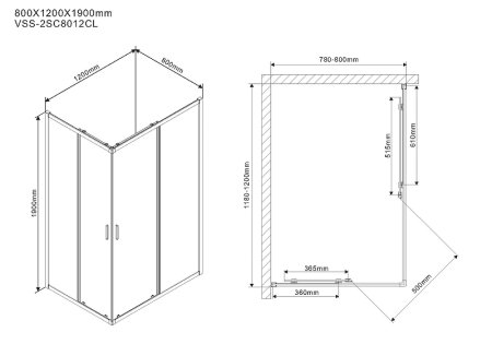 Душевой уголок Vincea Scala 120х80 VSS-2SC8012CL профиль Хром стекло прозрачное 