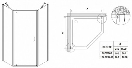 Душевой уголок Azario Dallas AZ-112P 90*90 профиль Хром стекло прозрачное 